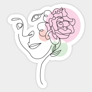 abstract lady, line art woman Sticker